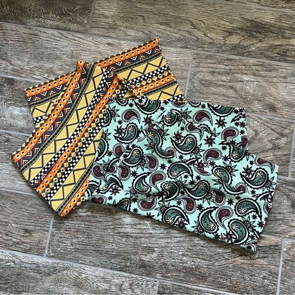 BUNDLE LulaRoe Cassie Stetchy Pencil Skirt, Size Small, Mint Paisley, Orange Geo - Picture 14 of 14